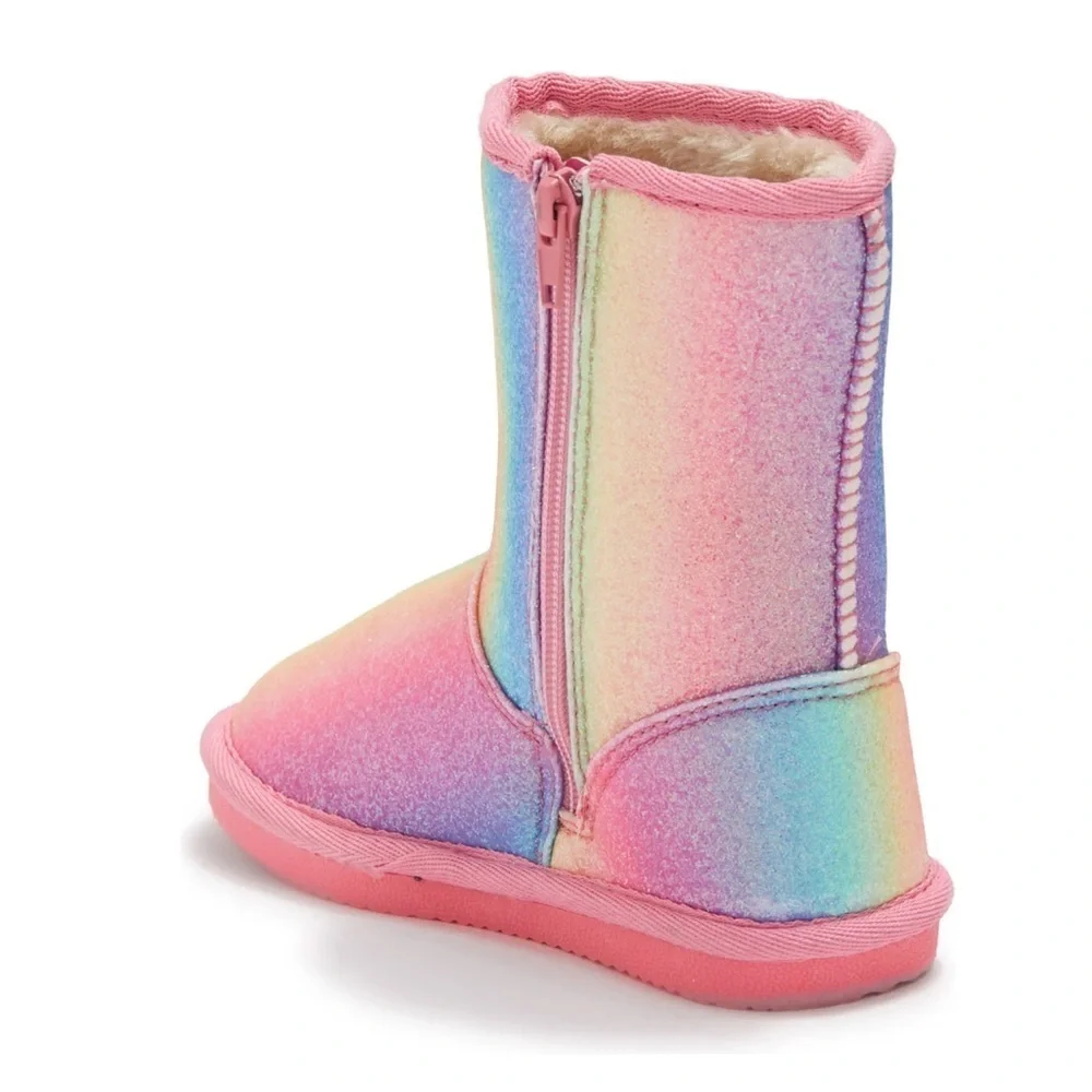 HARPER CANYON Girls Boots sz 6 Toddler Rainbow Glitter Faux Fur # bag Qt